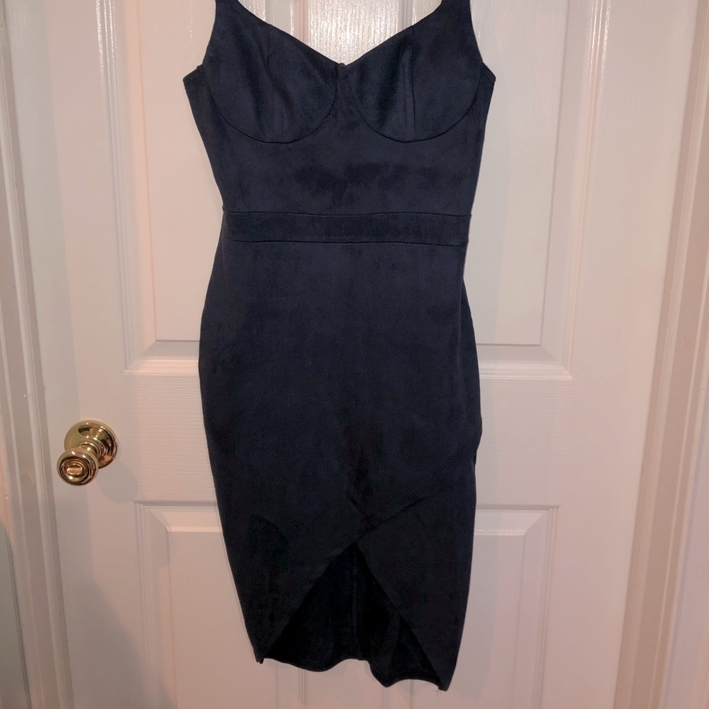 Suede navy dress